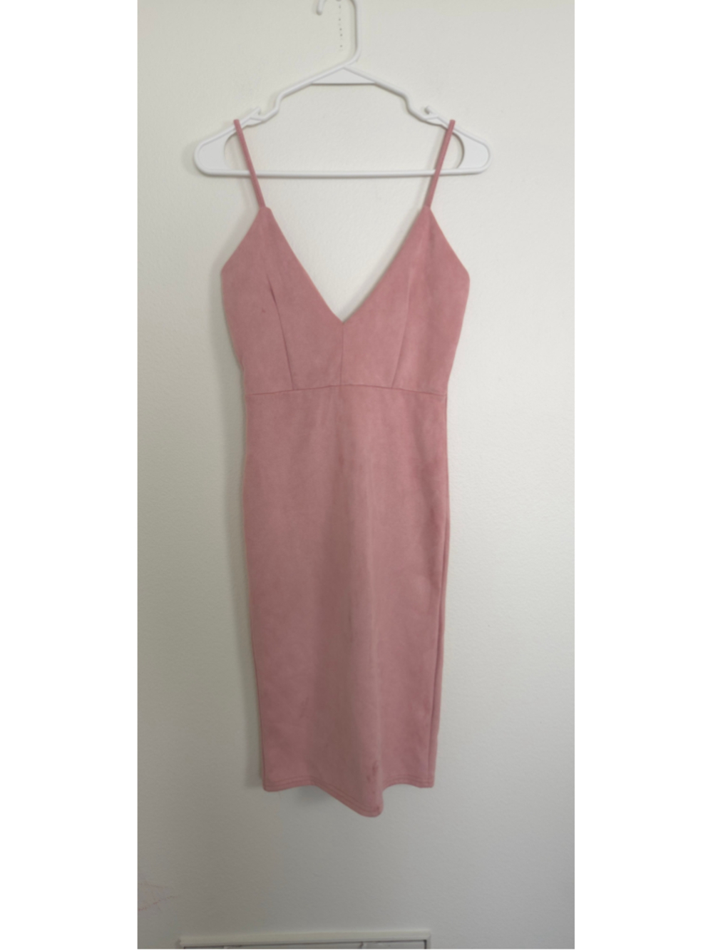 Missguided Pink Bodycon Deep Vneck Midi Dress Size 4